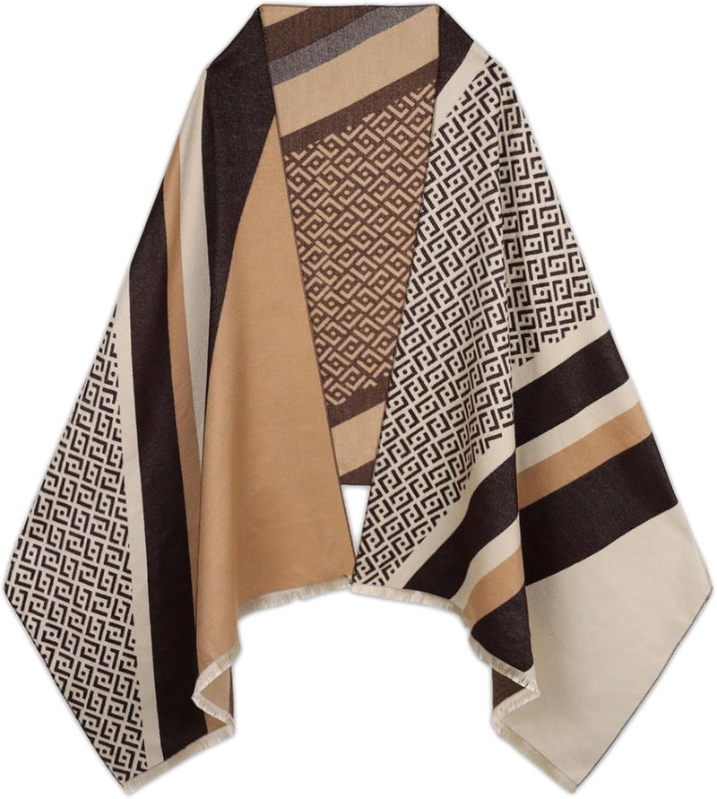 EXTREE Scarfs for Women Pashmina Silky Shawl Wrap for Evening Dressing Blanket Open Front Poncho Cape - Image 1